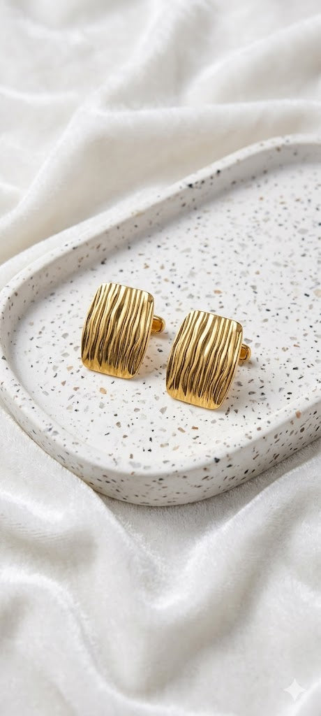 Golden Wave Stud Earrings