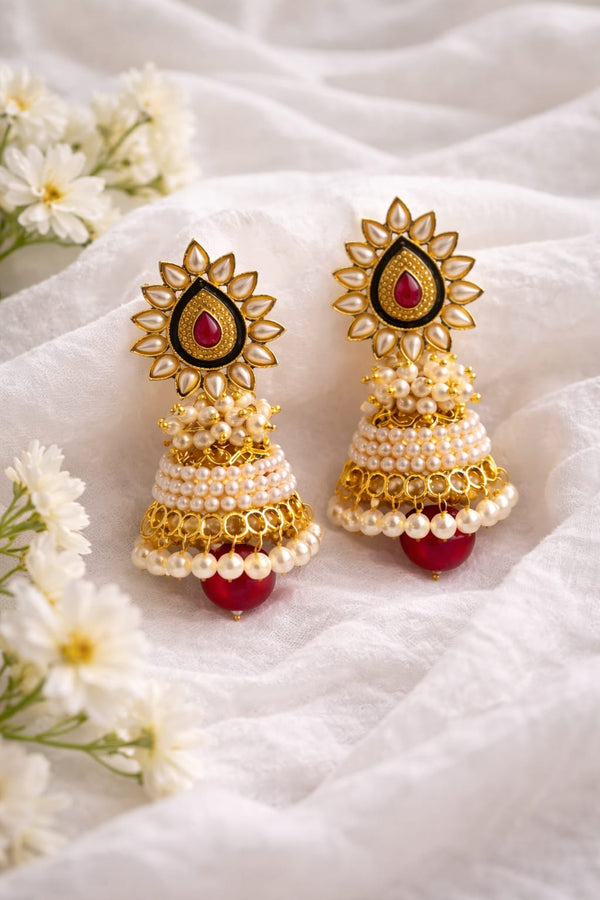 Classic Rajasthani Style Pearl Jhumka Earrings