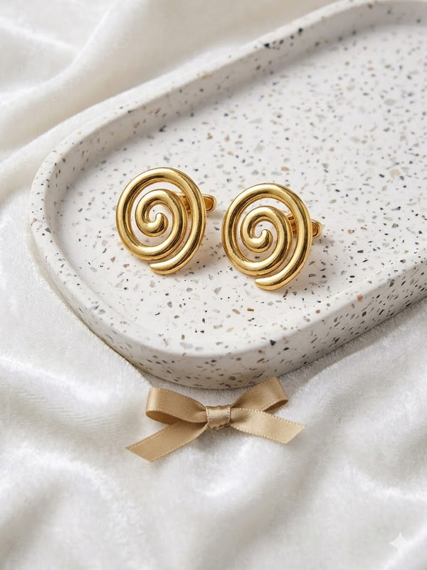 Golden Swirl Stud Earrings