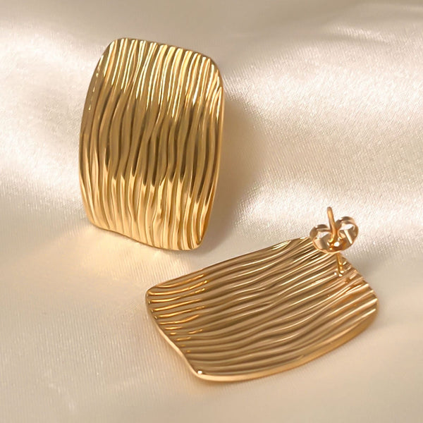 Golden Wave Stud Earrings