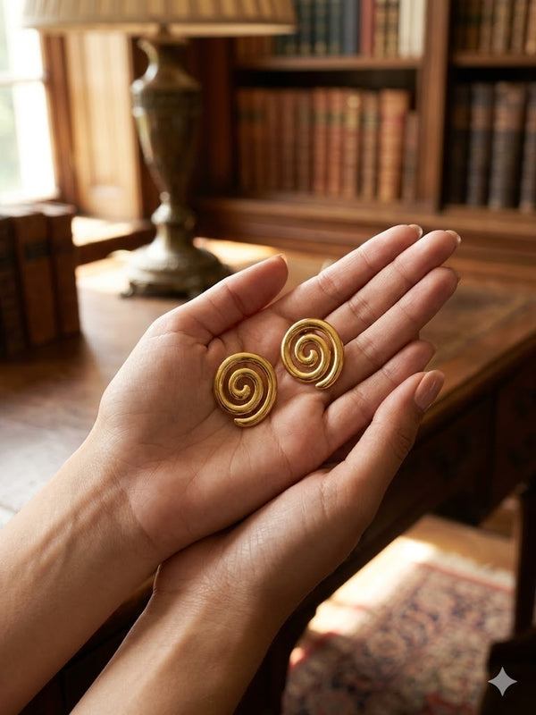 Golden Swirl Stud Earrings