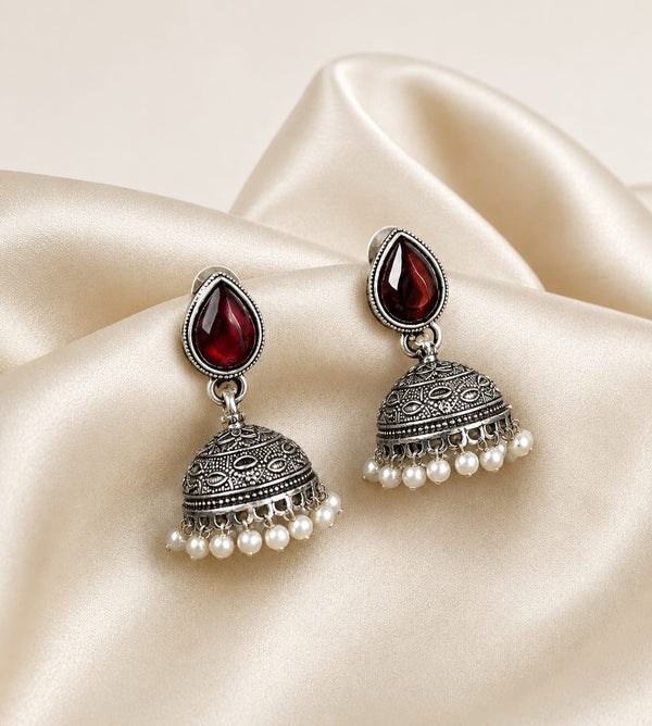 Royal Ruby Oxidised Jhumki