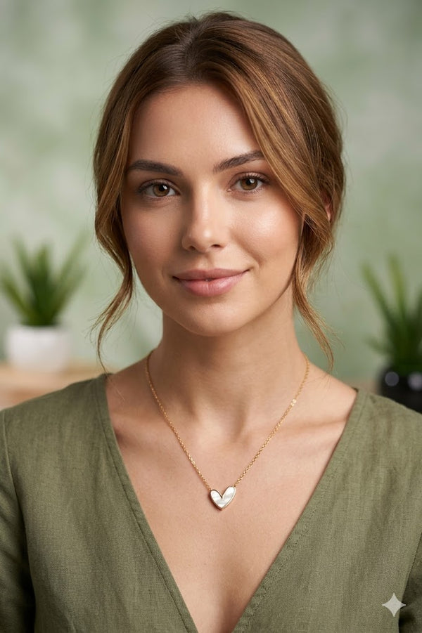 Minimal White Heart Necklace